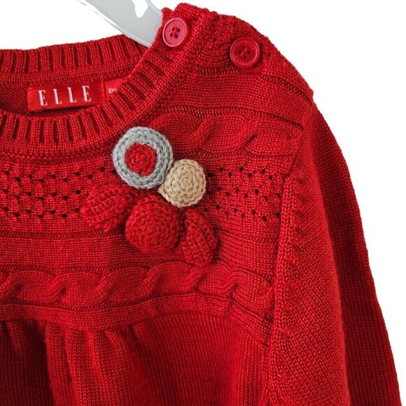 Elle Red Knit Baby Girl Dress 3-6Mo/61cm Wool Blend Long Sleeve Round Neck - Picture 6 of 7